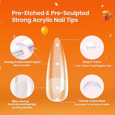 Beetles Tipex Instant Apex Nail Tips, 512Pcs Long Stiletto Pre-Building & Pre-Etched Half Matte Thicker Acrylic Nails Strong Full Cover Extension Press on Nails - Image 5