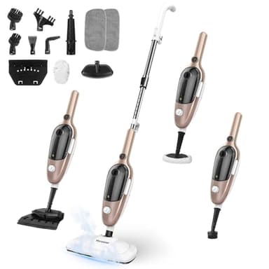 Steam Mop - All-in-one Powerful Handheld Steam Cleaner Detachable Floor Steamer with 11 Accessories, MultiPurpose Steamer for Hardwood Floors, Clothes,Windows,Tiles,Carpet, Whole Home Use, Rose Gold - Image 1