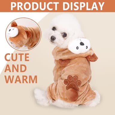 Generic Fleece Dog Pajamas Winter Warm Dog Sweater for Small Dogs Thick Puppy Pajamas Cute Soft Dog Clothes Pet Costume for Small Breed (Teddy Bear, XX-Small) - Image 3