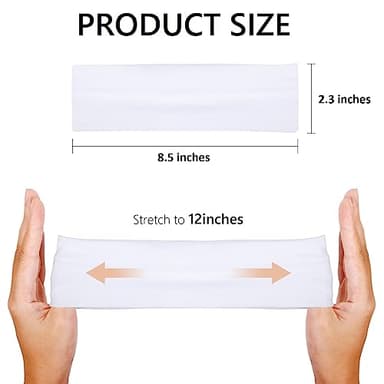 Headbands for Women Non Slip 16 Pack Elastic Sports Hair Bands for Women, Soft Cotton Cloth Headband for Workout Yoga Fashion Hair Accessories, Black White Gray Trendy Head Bands - Image 3