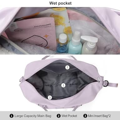 Travel Duffel Bag,Sports Tote Gym Bag,Shoulder Weekender Overnight Bag for Women - Image 5