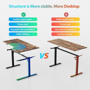 Agilestic Electric Standing Desk, L-Shaped 55 Inches Height Adjustable Desk, Sit and Stand up for Work Office Home, Ergonomic Rising Computer Table for Home Office with Splice Board, Rustic Brown - Image 4