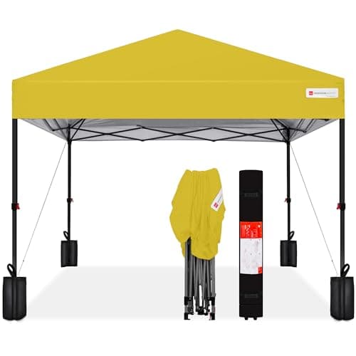 Best Choice Products 10x10ft 1-Person Setup Pop Up Canopy Tent Instant Portable Shelter w/ 1-Button Push, Case, 4 Weight Bags - Yellow - Image 1