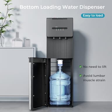 Euhomy Self-Cleaning Bottom Loading Water Dispenser, 3 Temperatures - Cold/Hot/Warm, with Child Lock, Display Light, Suitable for Apartments, Schools, Companies, Black - Image 9