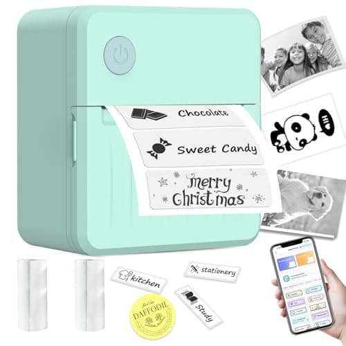 Label Maker Machine with Tape – Bluetooth Thermal Label Printer, Mini Sticker Maker for Home, Office, School & Small Business, Includes 2 Rolls of Label Paper