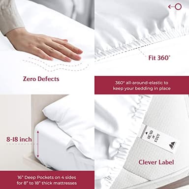 Mayfair Linen 100% Egyptian Cotton Sheets Queen Size - Luxury High Thread Count Egyptian Cotton Queen Sheet Set (4 PC, White), 16" Deep Pocket Bed Set, Silky Soft, Cooling, Sateen Weave Bedding - Image 4