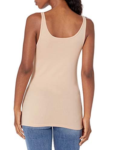 Amazon Essentials Women's Slim-Fit Thin Strap Tank Top, Pack of 2, Light Beige, Small - Image 4