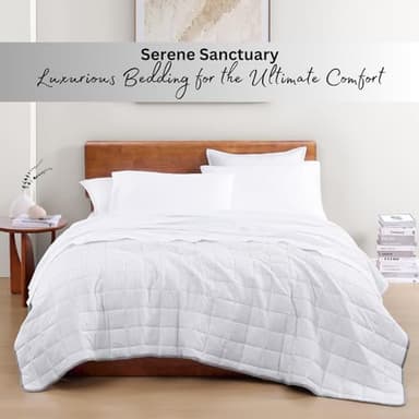 LANE LINEN Eco Friendly 100% Organic Cotton Queen Sheet Set, Soft & Comfy Fully Elasticized 15" Deep Pocket Bed Sheets, Low Pill Naturally Cooling Machine Wash Sábanas Queen- White Bed Sheets - Image 8