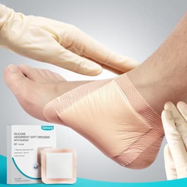 Dimora Silicone Super Absorbent Wound Dressings - Gentle Adhesive Bandages with Ultrasorb Polymer,Heavy Exudate Wound Care Pads 5"X 5" 10 Packs - Image 6