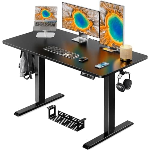 ErGear Whole Piece Standing Desk, Adjustable Stand Up Desk with Cable Management Tray, Electric Computer Workstation for Home Office, 48x24 inch, Black, EGESD64B - Image 1
