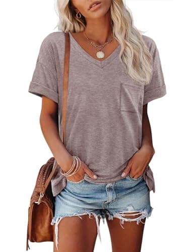ATHMILE Summer Tops for Women 2024 Womens Tops Casual T Shirts Gray Purple - Image 1