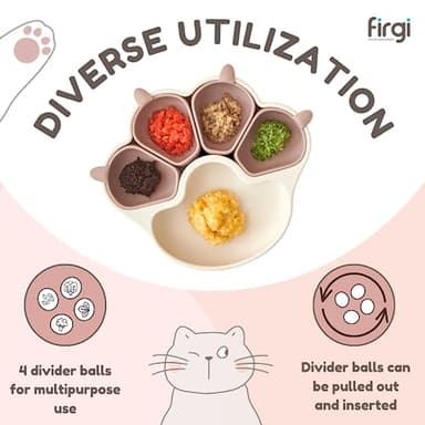 Firgi MEOW Taupe Brown Divided Silicone Baby Toddler Suction Plates Non-Slip Silicon Plates Led Weaning Supplies BPA Free Toddler Travel Non-Toxic Kids with Suction - Image 2