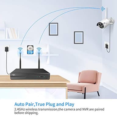 Hiseeu 2K Wireless Security Camera System, 10CH NVR Kit,8Pcs 3MP WiFi Surveillance Cameras for Home Indoor/Outdoor Use,Night Vision,Waterproof, Motion Detection, 3TB Hard Drive and DC Power Included - Image 2
