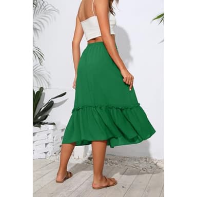 Witsmile Womens Skirts Midi Length with Pockets Flowy Skirts for Women Trendy Summer Beach Cover-Ups(Green,M) - Image 3