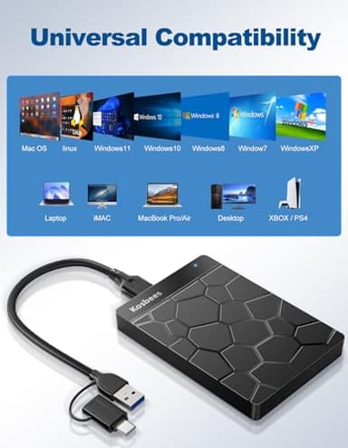 Kosbees 500 GB External Hard Drives,Portable Hard Drive for Windows,Ultra Slim External HDD Store Compatible with PC, MAC,Laptop,PS4, Xbox one, Xbox 360;Plug and Play Ready - Image 3