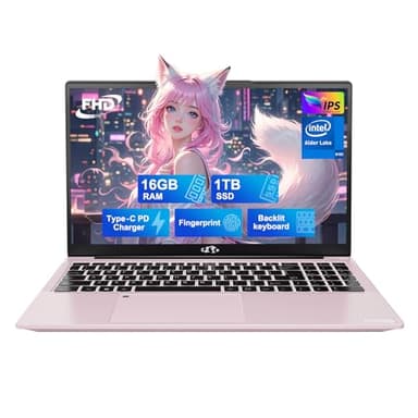 NIMO 15.6 IPS-FHD-Laptop, 16GB RAM 1TB SSD Intel Pentium Quad Core N100, Backlit Keyboard Fingerprint (Beat to i3-1115G4 Up to 3.4GHz) Computer for Student-Home WiFi 6 BT5.2 Win 11 - Image 1