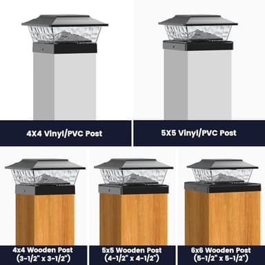 SIEDiNLAR Solar Post Lights Outdoor 12 LEDs 4 Modes Post Cap Light for 4x4 5x5 6x6 Vinyl Wooden Deck Fence Posts Patio Garden Decor, Warm/Cool White Dynamic Lighting (6 Pack, Black) - Image 5