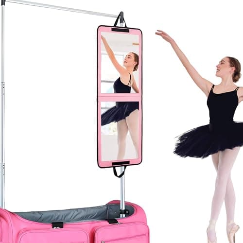 LPHUMEX Portable Pink Mirror Full Length for Dance, 33x13 Inch Hanging Mirror for Dance Bag, Lightweight Folding Travel Mirror Dance Competition Must Haves - Image 1