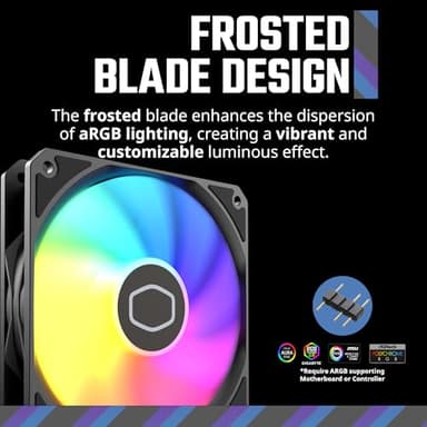 Cooler Master MF120 Lite Case|Liquid Cooler|Air Cooler 3-Pack Fan, 120mm aRGB Lighting, aRGB Splitter, Dynamic PWM 1,750 RPM, Air Balance Blades, Hybrid | PBT Frame - Image 5