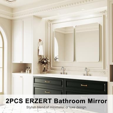 Bathroom Mirrors for Over Sink,2Pcs 24x36Inch Vanity Mirrors for Wall,Silver Metal Frame Rectangle Mirrors for Bathroom, Farmhouse,Restroom,Hangs Horizontally or Vertically - Image 7