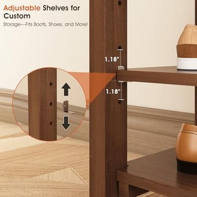 IUNVR Shoe Rack Bench Seat Rubberwood 3-Tier Wooden Storage Bench 550lbs Compact Mid-Century Modern Design for Entryway, Hallway, Closet, Front Door Entrance, Foyer - Image 4