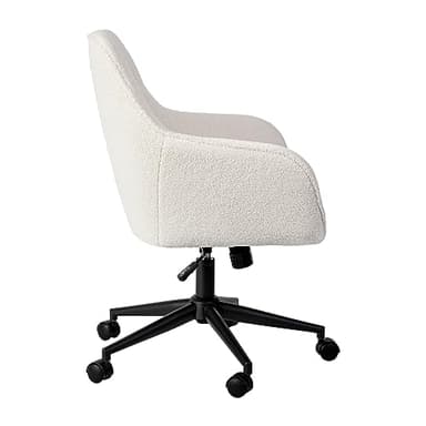 Martha Stewart Rayna Swivel Task Chair with Flared Arms for Home Office in White Boucle with Oil Rubbed Bronze Frame - Image 10