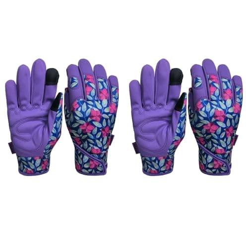 MSUPSAV 2 Pairs Utility Gardening Gloves for Women,Multipurpose Synthetic Leather Garden Gloves,Outdoor Yard Work Gloves,Gifts,2 Pairs Per Pack-Purple,Medium - Image 1