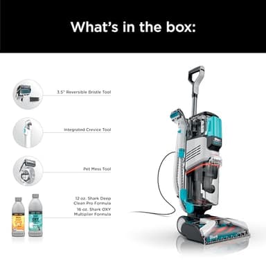 Shark CarpetXpert with StainStriker Upright Carpet, Area Rug & Upholstery Cleaner with Pet Mess Extractor Tool, Perfect for Pets, Carpet Shampooer, 3 Cleaning Tools, Cleaning Solutions, White, EX201 - Image 8