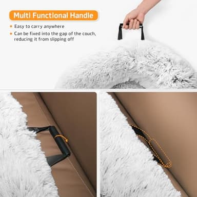 Calming Dog Bed Fluffy Plush Dog Mat for Furniture Protector with Removable Washable Cover for Large Medium Small Dogs and Cats (Large, Light Grey) - Image 3