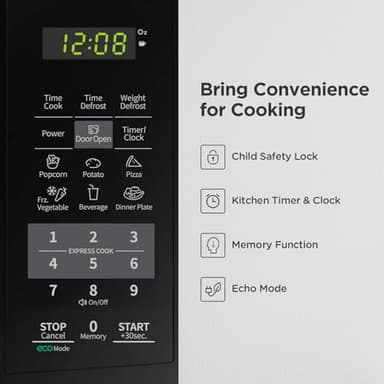 COMFEE EM720CPL-PMB Countertop Microwave Oven with Sound On/Off, ECO Mode and Easy One-Touch Buttons, 0.7 Cu Ft, Black - Image 2