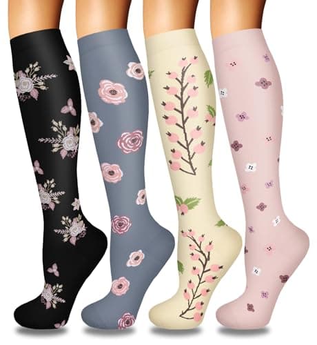 Iseasoo 4 Pairs Compression Socks for Women Circulation-Best Support for Nurses,Running,Athletic,Travel L-XL - Image 1
