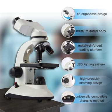 MicroMarvels Compound Binocular Microscope for Kids Adults Students,40X-2000X,Microscope Kits for Home Eduaction,Learning Kits(White/Black) - Image 6
