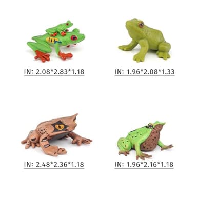 Wildlife Animal Frog Model Playsets 4 PCS Red Eye Tree Frog Triangular Leaf Frog Figures Figurine Family Party Favors Supplies Cake Toppers Set Toys for Boys Girls Kid Toddlers - Image 3