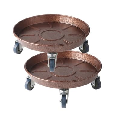 2 Pack 16" Heavy Duty Plant Dolly with Wheels, 320lbs Metal Rolling Plant Stand with Casters, Round Wheeled Planter Caddy Roller Base Carry Potted Tree Flower Pot for Indoor Outdoor Garden, Bronze - Image 1