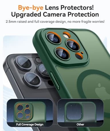 CANSHN Magnetic Compatible with iPhone 13 Pro Case, Upgraded [Full Camera Protection] [Compatible with Magsafe] [Translucent Matte] Shockproof Protective Phone Case Cover 6.1 Inch - Deep Green - Image 3