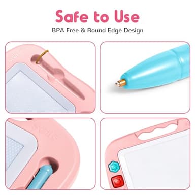 SGILE Large Magnetic Drawing Board - 4 Colors 16×13in Doodle Pad with 4 Stamps for Toddlers, Learning Toy Board Etch Sketch Gift for 36+ Month Kids Girls Boys, Light-Pink - Image 6