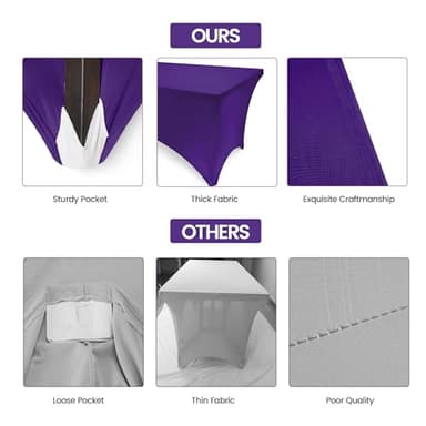 Utopia Kitchen 6FT Spandex Tablecloth [2 Pack, Purple] 200 GSM Stretch, Fitted, Washable and Wrinkle Resistant Table Cloth Rectangle Cover for Trade Shows, Wedding, Parties [72Lx30Wx30H Inch] - Image 7