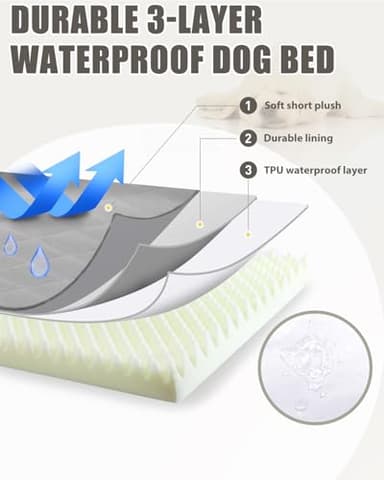 NUPIDA Orthopedic XL Dog Beds Large Sized Dog Waterproof Bed with Removable Washable Cover and Non-Slip Bottom, Quilting Pet Mattress for Crate, 41x27 Inch, Light Gray - Image 3