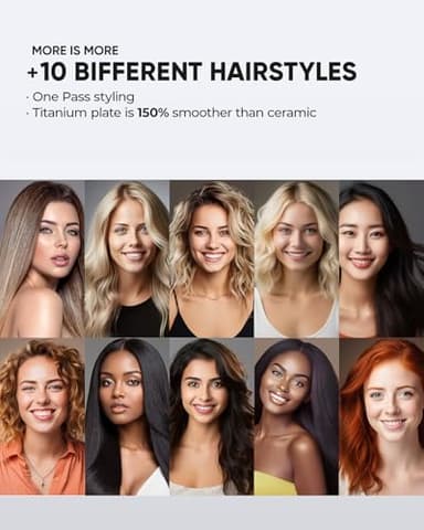 VANESSA PRO Flat Iron Hair Straightener, 100% Pure Titanium Flat Iron for One Pass to Achieve a Sleek Look, Curls Beautifully & Straightens Well - 1 inch - Image 6