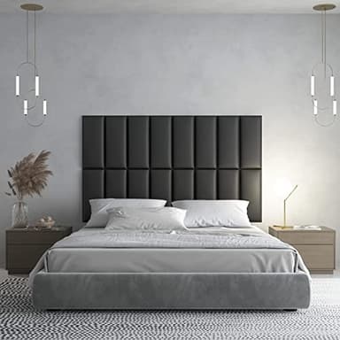 Art3d Peel and Stick Black King Headboard, 12-Pack Upholstered Headboard for Queen, Full-Size Bed, Padded Wall Panel - Image 2