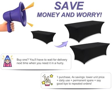 ABCCANOPY 2 Pack 6 FT Black Spandex Table Cover Stretch Fitted Wrinkle Resistant Tablecloth Reuse for Rectangular Folding Table Patry Event Wedding Banquet Protector - Image 3