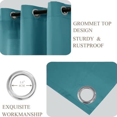 L.Z.E Privacy Curtains 96 Inches Long 2 Panels Set,Teal Light Filtering Curtains for Living Room Bedroom Doorway Divider, Non-See-Through Semi Sheer Window Panels Grommet Top (55" W x 96" L) - Image 4