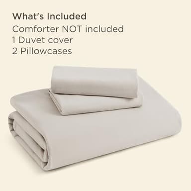 Bedsure 100% Stone Washed Cotton Duvet Cover King - Light Greige Minimalist Cotton Duvet Cover Linen Like for All Seasons - GentleSoft™ Plain Simple Bedding (Light Greige, King, 104"x90") - Image 9
