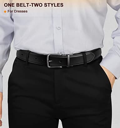 BULLIANT Men's Belt,Reversible Belt Adjustable For Gift Men 1.25”-Cut For Fit-2 Sides in 1 Belt(Not 2)(Black/Tawny,28"-30" Waist Adjustable) - Image 5