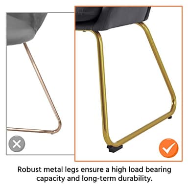 Yaheetech Flower Shape Velvet Armchair, Modern Side Chair Vanity Chair with Golden Metal Legs for Living Room/Dressing Room/Bedroom/Home Office/Kitchen, Dark Gray - Image 8