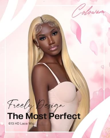 colowam 30Inch 613 13x6 Lace Front Wig Human Hair 200 Density 613 Lace Front Wig Human Hair Straight 613 HD Lace Frontal Wig 13x6 Blonde Wigs Human hair Pre Plucked (613 Blonde Wigs) - Image 6