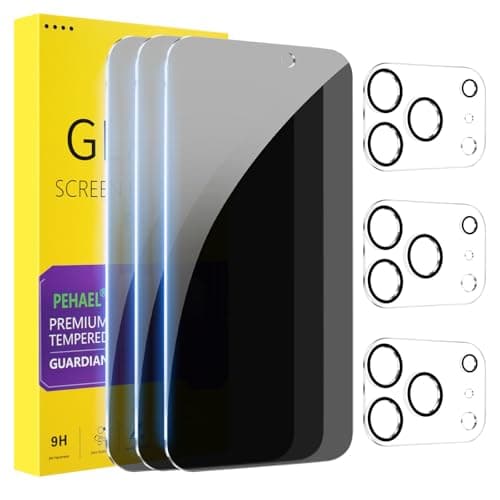 PEHAEL 3+3Pack for iPhone 17 Pro Max Privacy Screen Protector with Camera Lens Protector Full Coverage Anti-Spy Tempered Glass Film 9H Hardness Easy Installation Bubble Free [6.9 inch] - Image 1