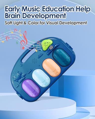 dearlomum Baby Play Mat Gym, Funny Play Piano Tummy Time Activity Mat with 5 Infant Sensory Toys, Music and Lights, Boy & Girl Gifts for Newborns 0 to 3 6 9 12 Months (Blue) - Image 3