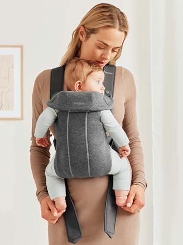 BabyBjörn Baby Carrier Mini, Dark Gray, 3D Jersey Infant Carrier (7-25 lbs), Ergonomic, Easy-to-Use - Image 2