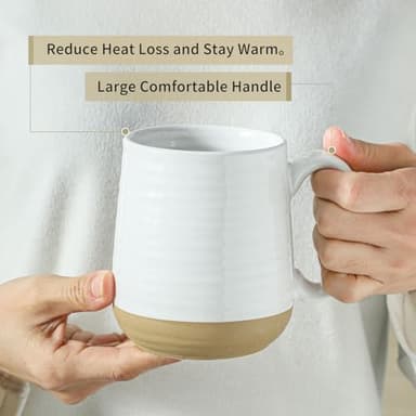 Hasense Coffee Mugs Set of 6, 15 oz Ceramic Coffee Cups with Comfortable Handle, Classic White Mug for Men and Women, Tea Cup Set for Latte, Cappuccino, Milk, Soup, Dishwasher and Microwave Safe - Image 5